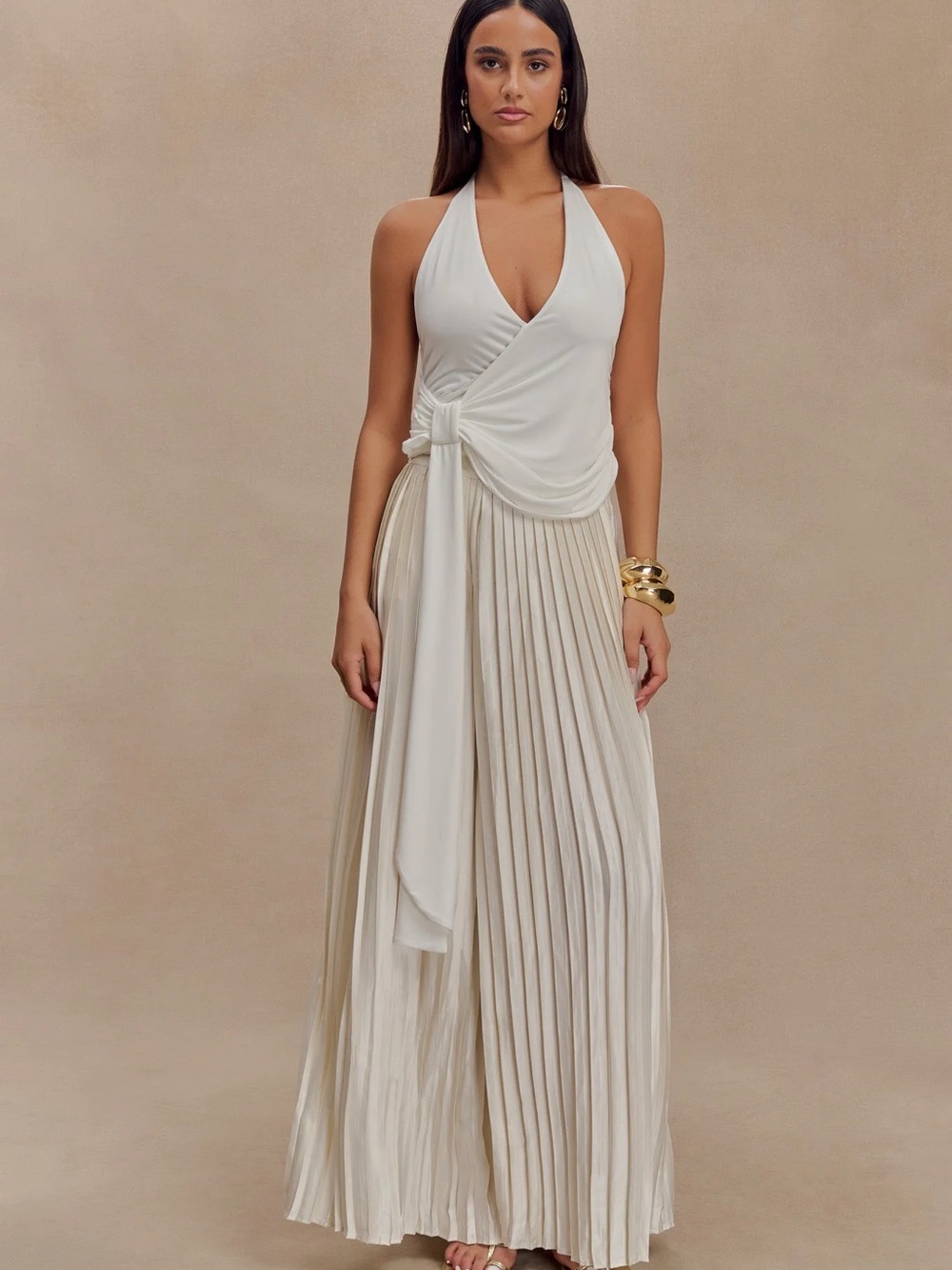 Meshki Ivory Pleated Trousers size XS